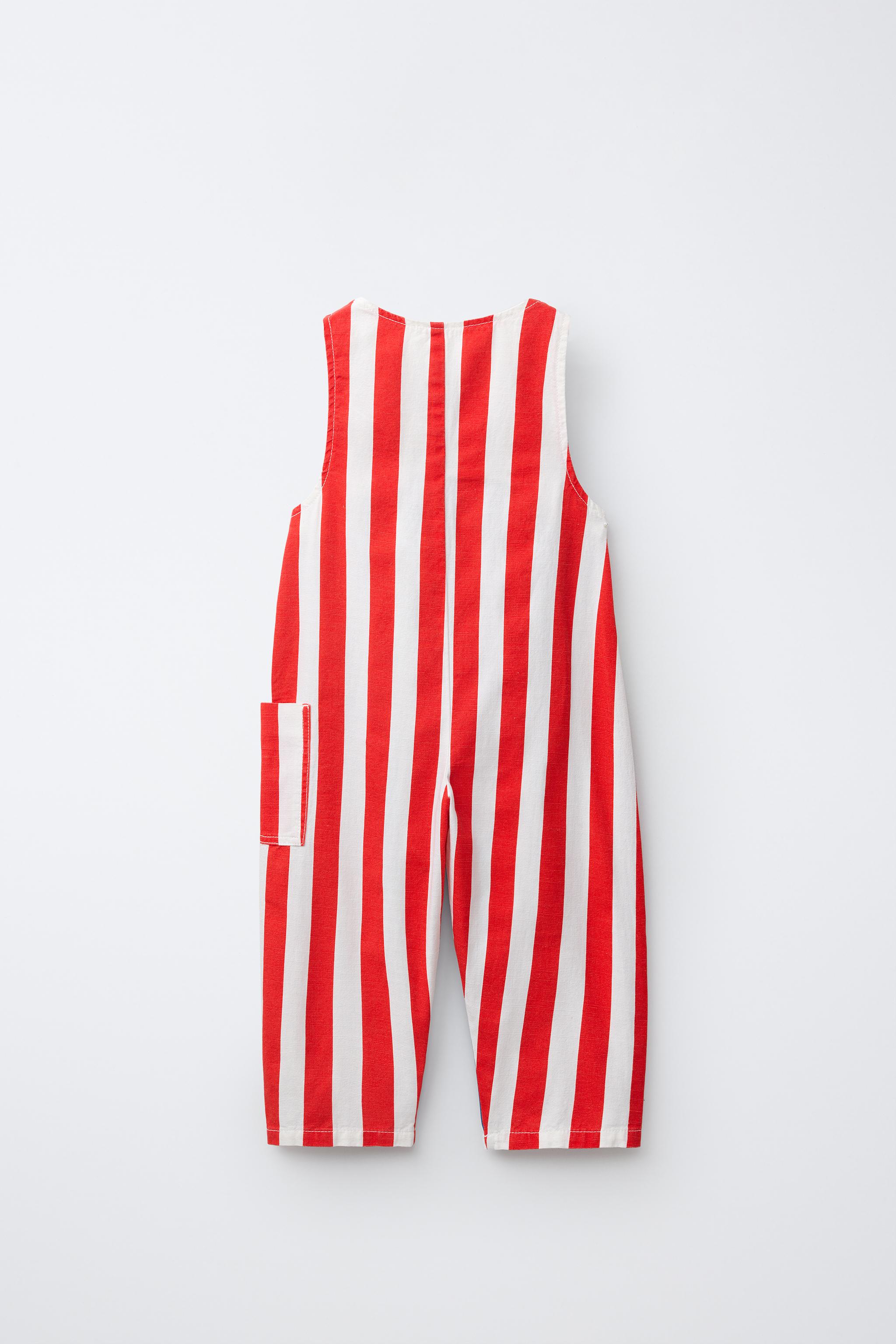 STRIPED COTTON LINEN OVERALLS